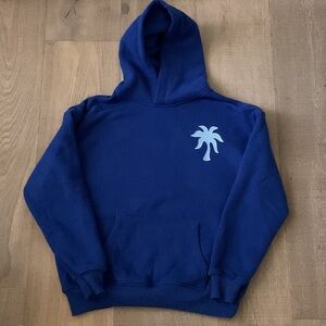 Pink Palm Puff Dark Blue Oceanic Hoodie